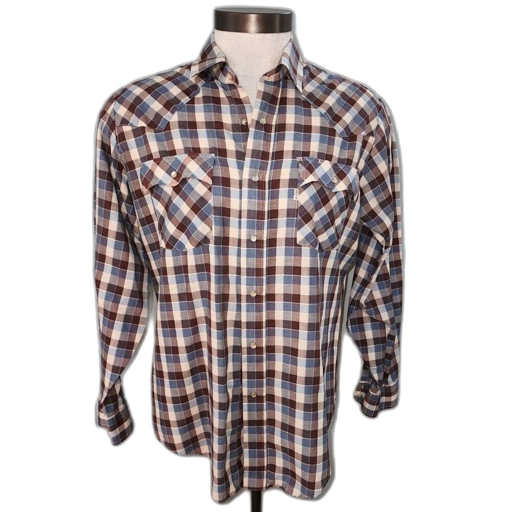 Vintage Levi's Plaid Snap Button Up Western Shirt Size L